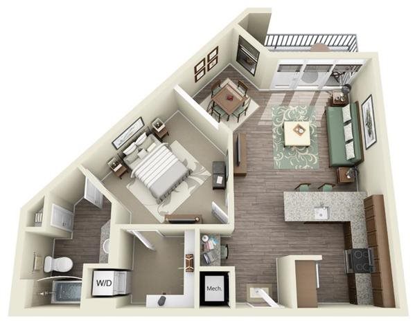 1 bed 1 bath Floor Plan Graham - Fountains Southend 1 bed 1 bath Floor Plan Graham - Fountains Southend